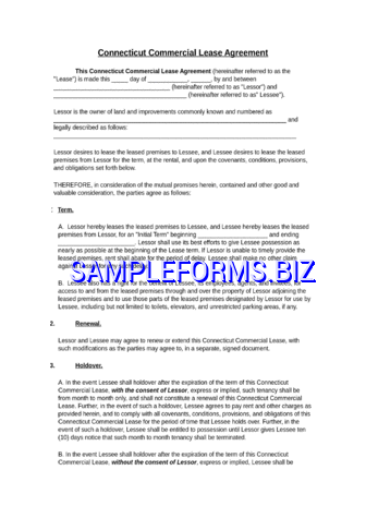 Connecticut Commercial Lease Agremeent doc pdf free